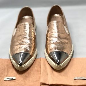 MIU MIU Metal Cap Toe Skater Metallic Copper 36